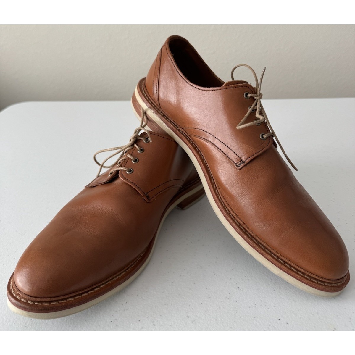 Allen Edmonds Nomad Men's Derby Shoes Size 11 D Us Tan Leather Plain Toe Oxford